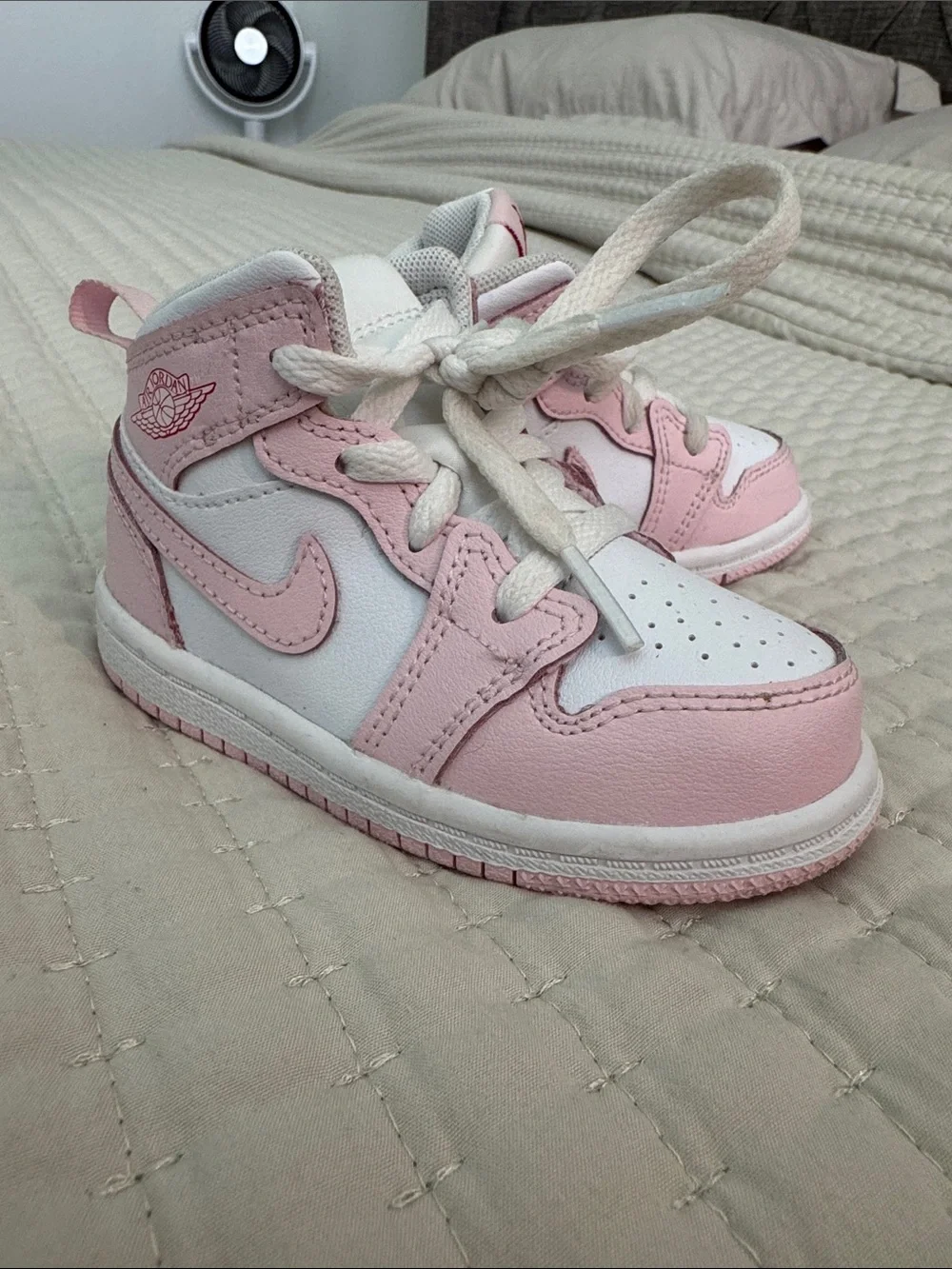 Nike Kids Pink and White High-Top Sneakers